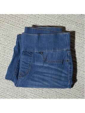 Womens 8 NEW Pull-On Ankle Skinny Jeans LoGo Lori Goldstein Blue Denim Leggings